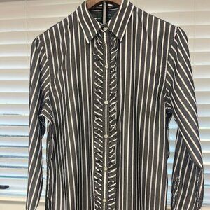 LAUREN Ralph Lauren women's long sleeve ruffled striped blouse - Medium